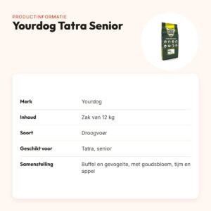 Yourdog hondenvoer Tatra Senior 12 kg – buffel en gevogelte – productinformatie