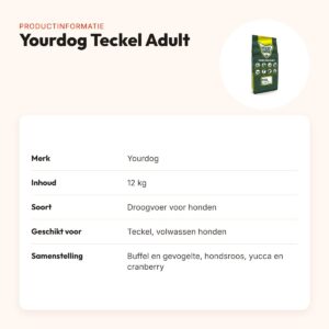 Yourdog hondenvoer Teckel Adult 12 kg – buffel en gevogelte – productinformatie