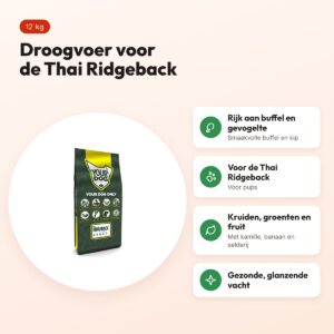 Yourdog hondenvoer Thai Ridgeback Pup 12 kg – buffel en gevogelte – voordelen