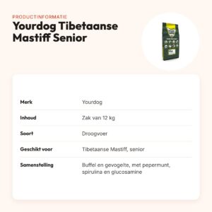 Yourdog hondenvoer Tibetaanse Mastiff Senior 12 kg – buffel en gevogelte – productinformatie