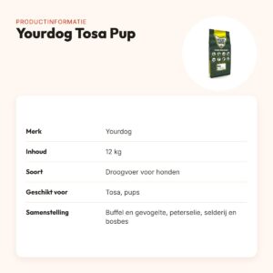 Yourdog hondenvoer Tosa Pup 12 kg – buffel en gevogelte – productinformatie