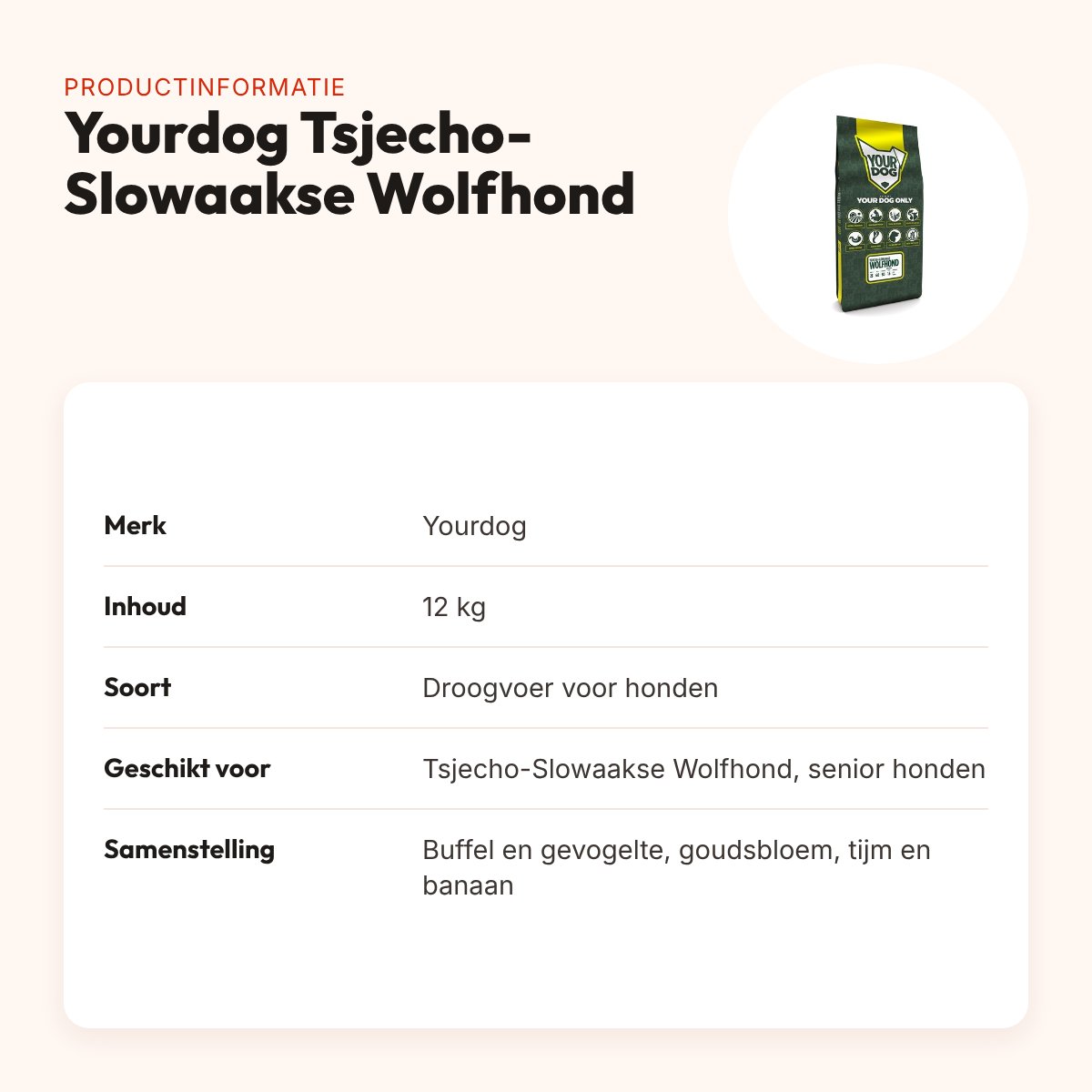 Yourdog hondenvoer Tsjecho-Slowaakse Wolfhond Senior 12 kg – productinformatie