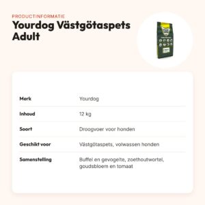 Yourdog hondenvoer Västgötaspets Adult 12 kg – buffel en gevogelte – productinformatie