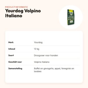 Yourdog hondenvoer Volpino Italiano 12 kg – buffel en gevogelte – productinformatie