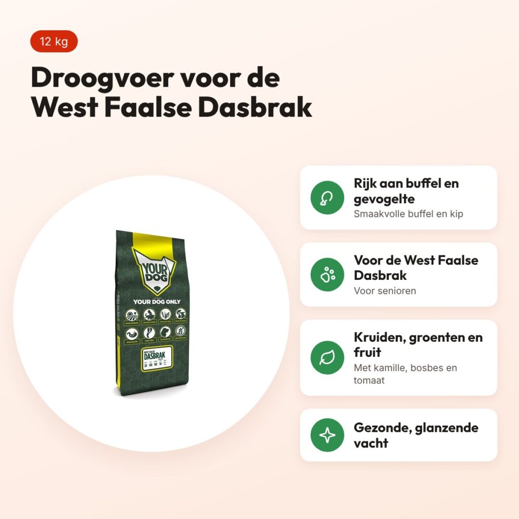 Yourdog hondenvoer West Faalse Dasbrak Senior 12 kg – buffel en gevogelte – voordelen