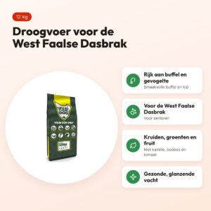 Yourdog hondenvoer West Faalse Dasbrak Senior 12 kg – buffel en gevogelte – voordelen