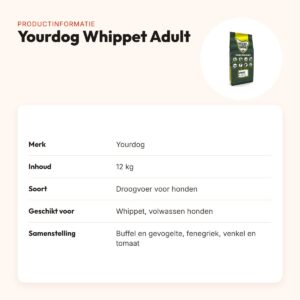 Yourdog hondenvoer Whippet Adult 12 kg – buffel en gevogelte – productinformatie