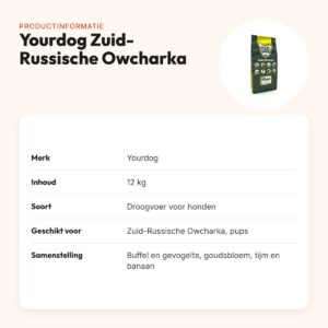 Yourdog hondenvoer Zuid-Russische Owcharka Pup 12 kg – buffel en gevogelte – productinformatie