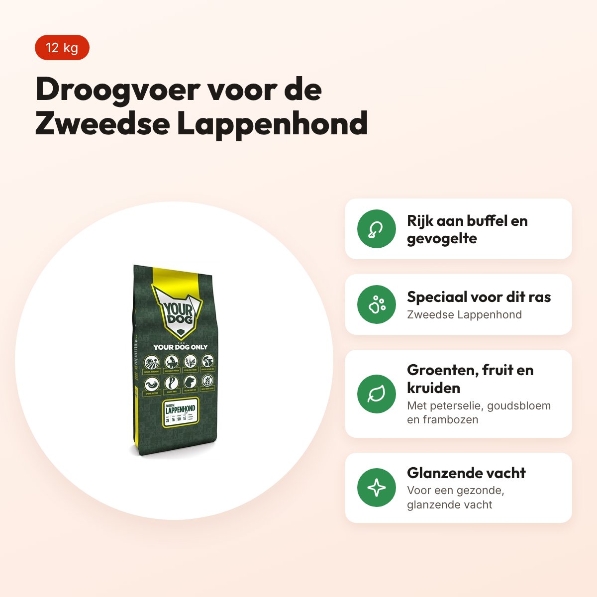 Yourdog hondenvoer Zweedse Lappenhond 12 kg – buffel en gevogelte – voordelen
