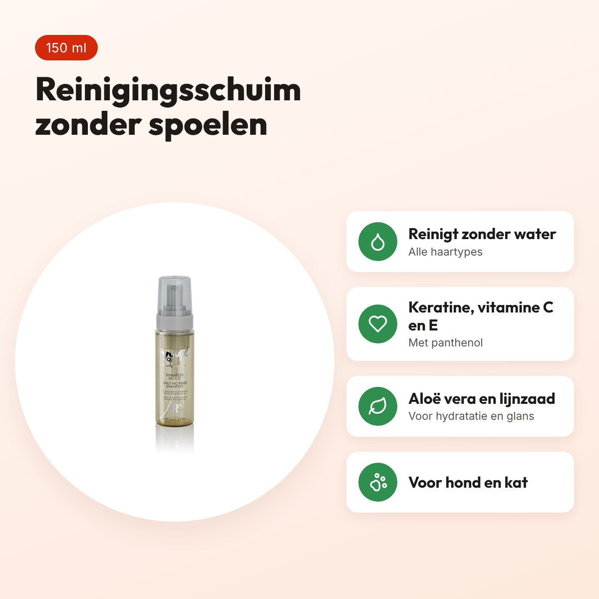 Yuup! Daily No Rinse shampoo 150 ml – reinigingsschuim voor hond en kat – voordelen