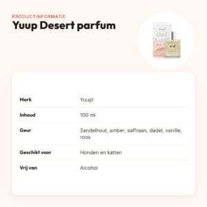 Yuup Desert parfum 100 ml – alcoholvrij, voor honden en katten – productinformatie