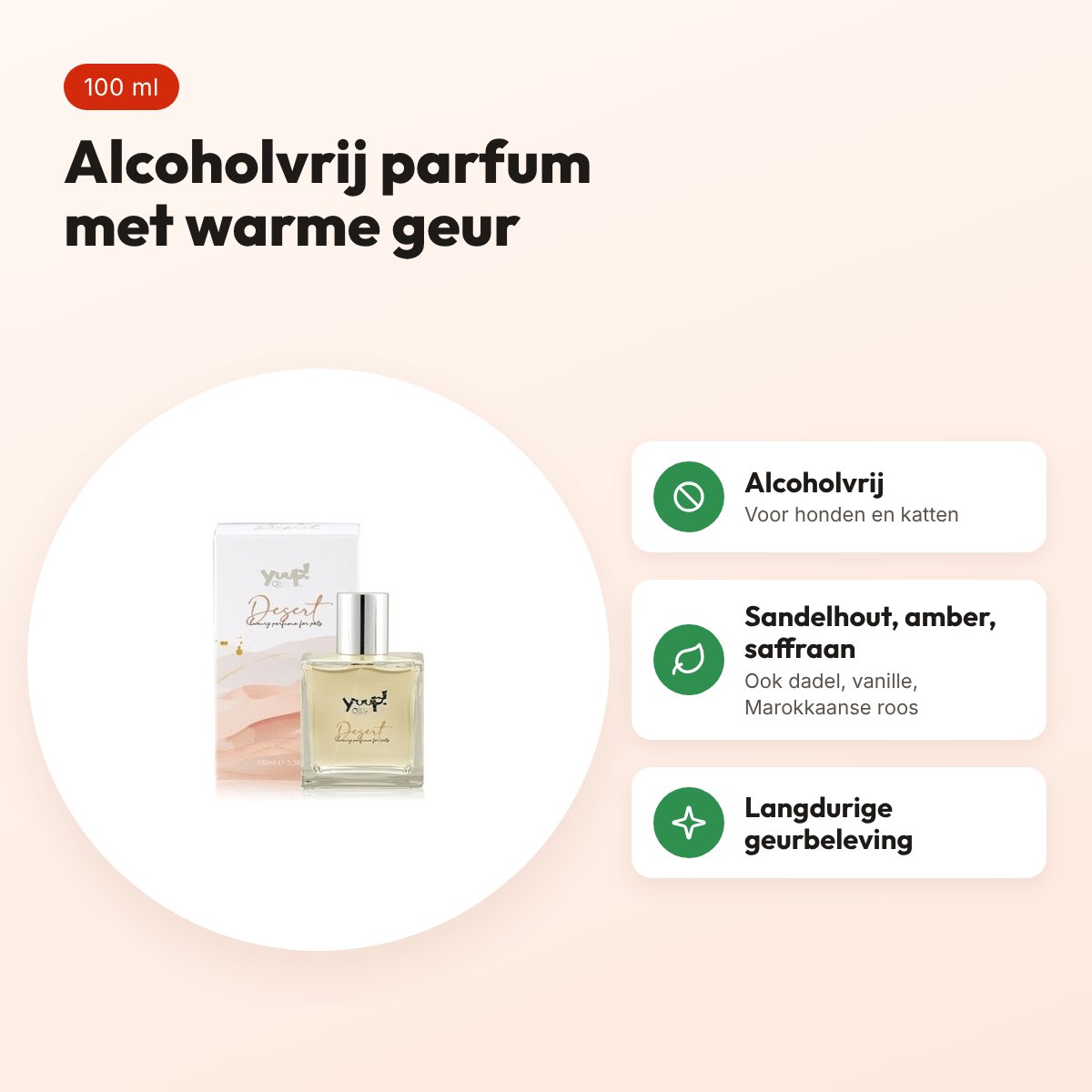 Yuup Desert parfum 100 ml – alcoholvrij, voor honden en katten – voordelen