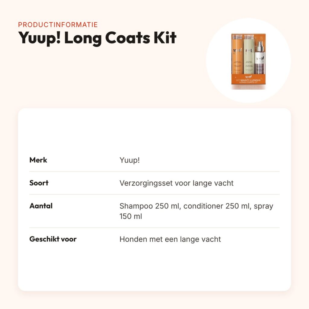 Yuup! Long Coats Kit hondenverzorgingsset – shampoo, conditioner en spray – productinformatie