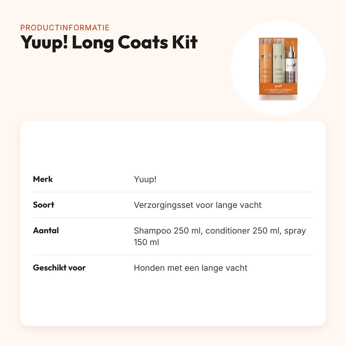 Yuup! Long Coats Kit hondenverzorgingsset – shampoo, conditioner en spray – productinformatie
