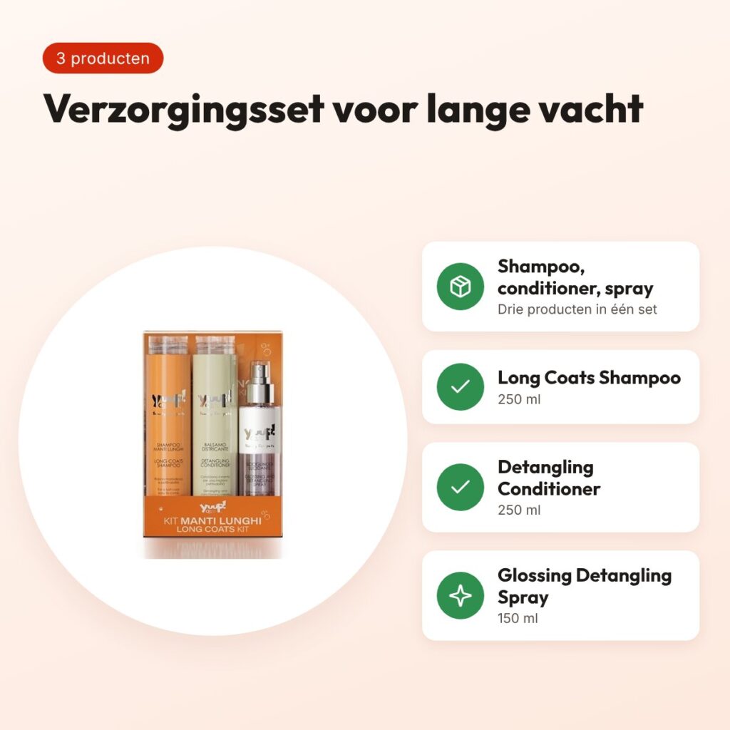 Yuup! Long Coats Kit hondenverzorgingsset – shampoo, conditioner en spray – voordelen