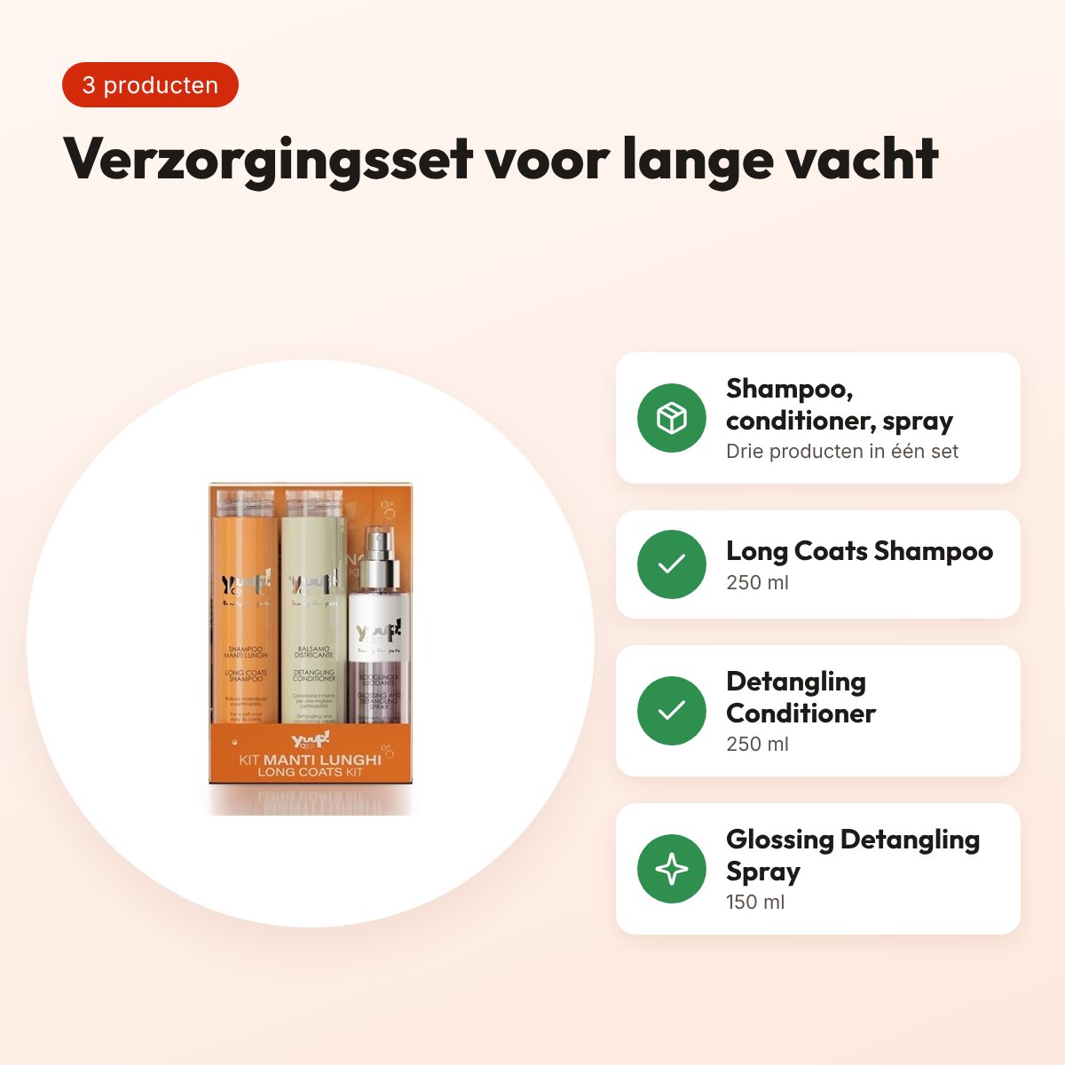 Yuup! Long Coats Kit hondenverzorgingsset – shampoo, conditioner en spray – voordelen