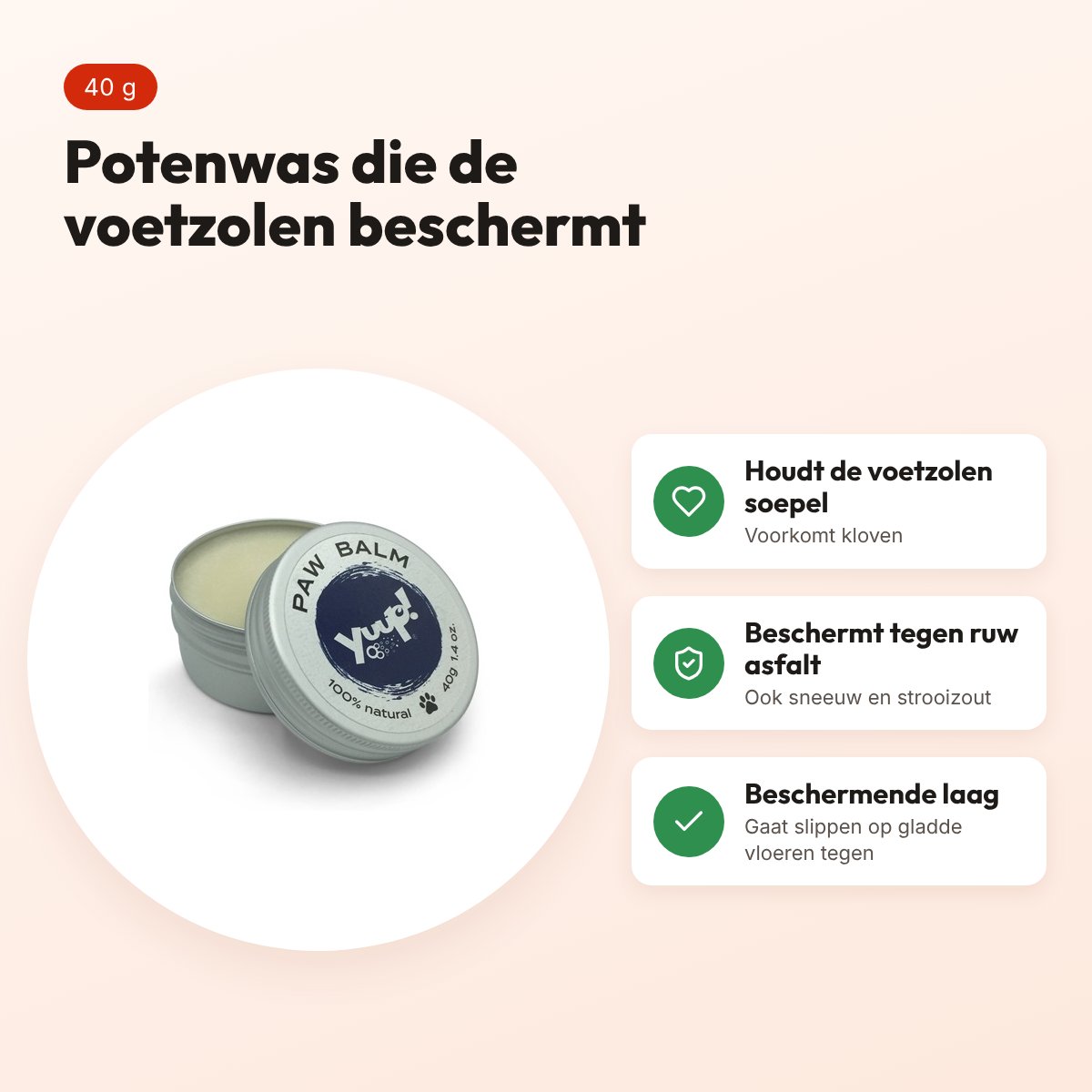Yuup Paw Balm potenwas 40 g – beschermt de voetkussentjes van de hond – voordelen