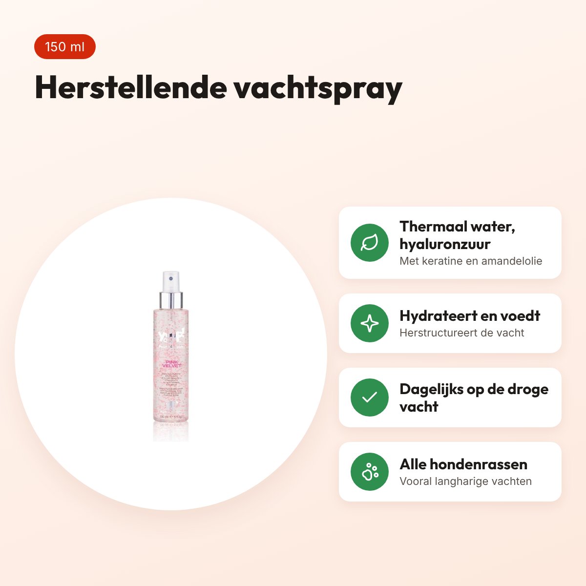 Yuup! Pink Velvet Serum 150 ml – herstellende vachtspray – voordelen
