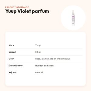 Yuup Violet parfum 30 ml – alcoholvrij, voor honden en katten – productinformatie
