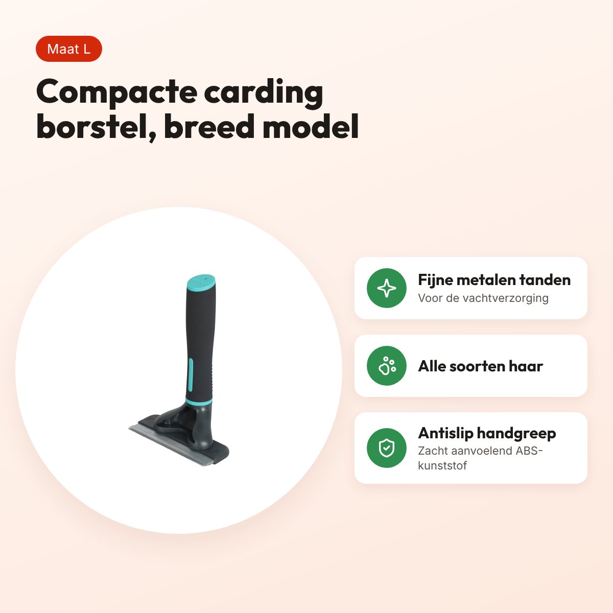 Zolux Anah Carding Super Brush L 10 x 2,5 x 15 cm – zwart/blauw – voordelen