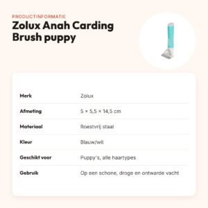 Zolux Anah Carding Super Brush puppy 5 x 5,5 x 14,5 cm – blauw/wit – productinformatie