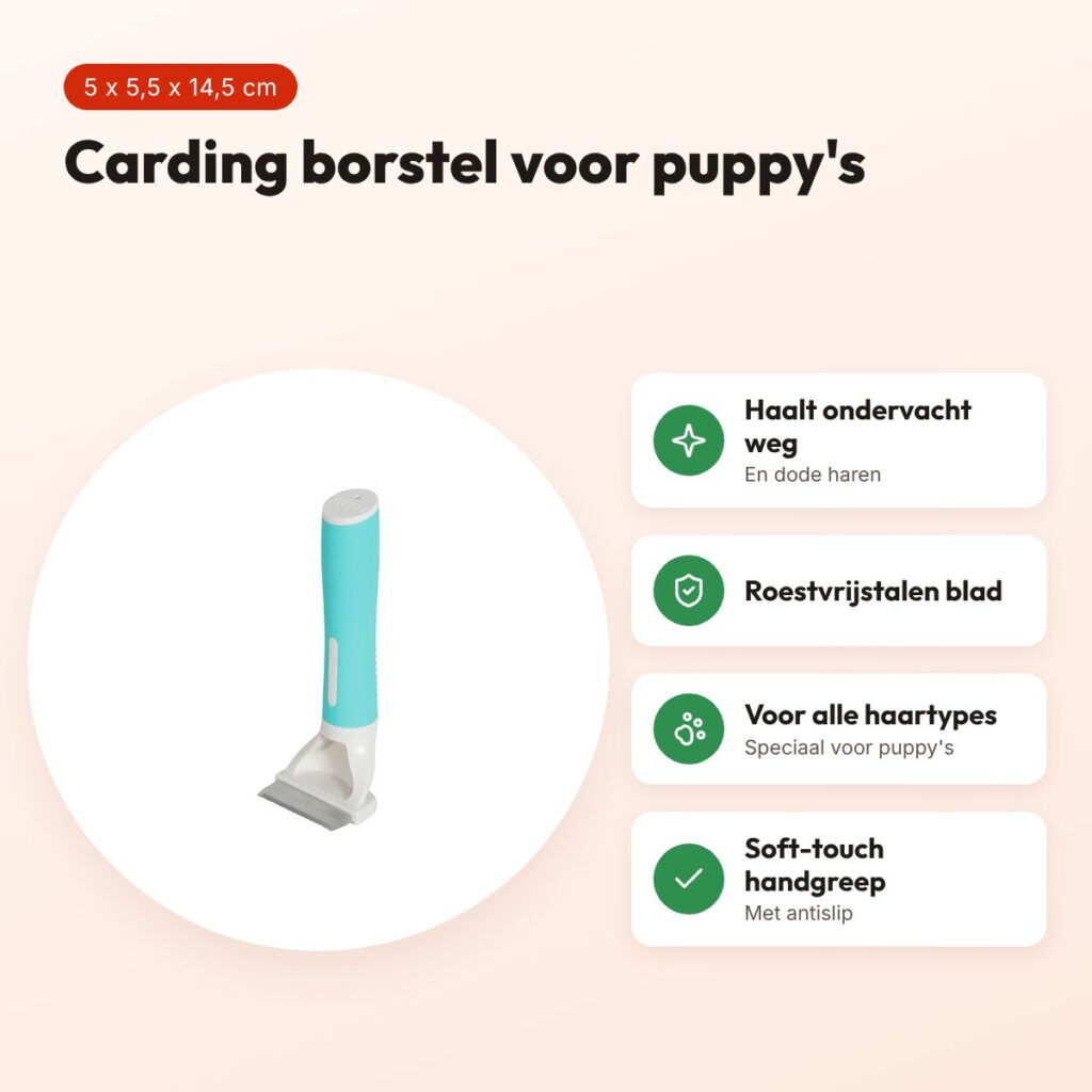 Zolux Anah Carding Super Brush puppy 5 x 5,5 x 14,5 cm – blauw/wit – voordelen