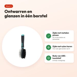 Zolux Anah hondenborstel dubbelzijdig S 5,5 x 5,5 x 22 cm – zwart/blauw – voordelen