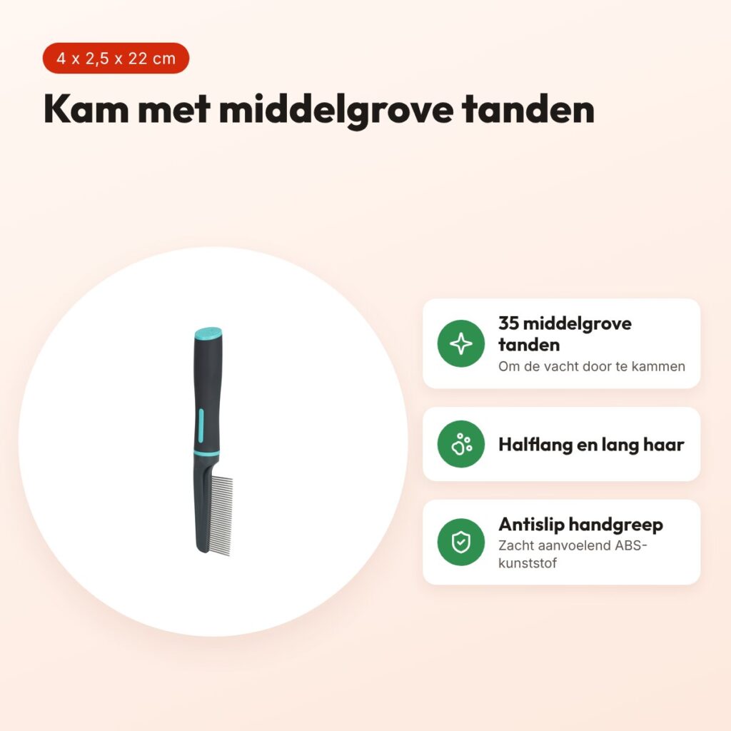 Zolux Anah hondenkam middelgrove tanden 4 x 2,5 x 22 cm – zwart/blauw – voordelen