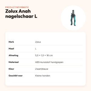 Zolux Anah nagelschaar hond L 5,5 x 1,5 x 16 cm – zwart/blauw – productinformatie