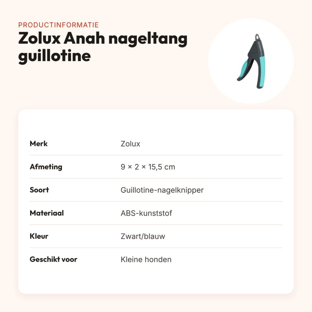 Zolux Anah nageltang guillotine 9 x 2 x 15,5 cm – zwart/blauw – productinformatie