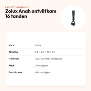 Zolux Anah ontviltkam 16 tanden 5,5 x 2,5 x 18,5 cm – alle haartypes – productinformatie