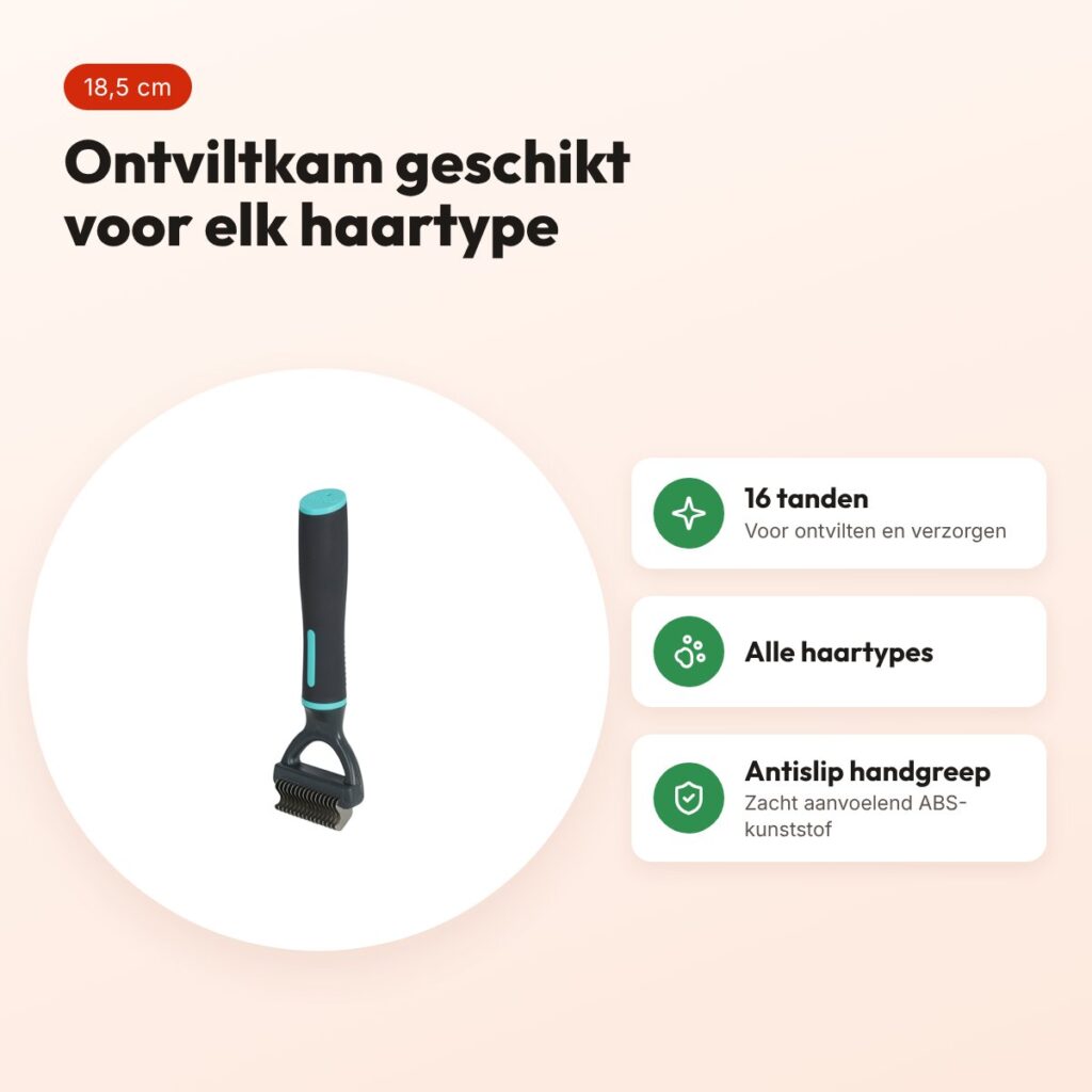 Zolux Anah ontviltkam 16 tanden 5,5 x 2,5 x 18,5 cm – alle haartypes – voordelen