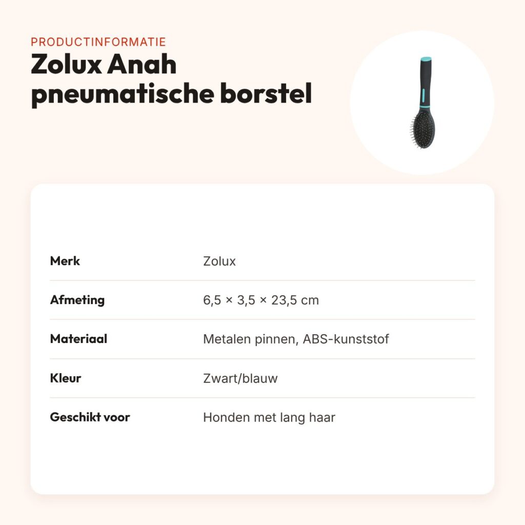 Zolux Anah pneumatische borstel 6,5 x 3,5 x 23,5 cm – zwart/blauw – productinformatie