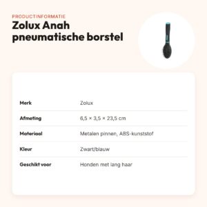 Zolux Anah pneumatische borstel 6,5 x 3,5 x 23,5 cm – zwart/blauw – productinformatie