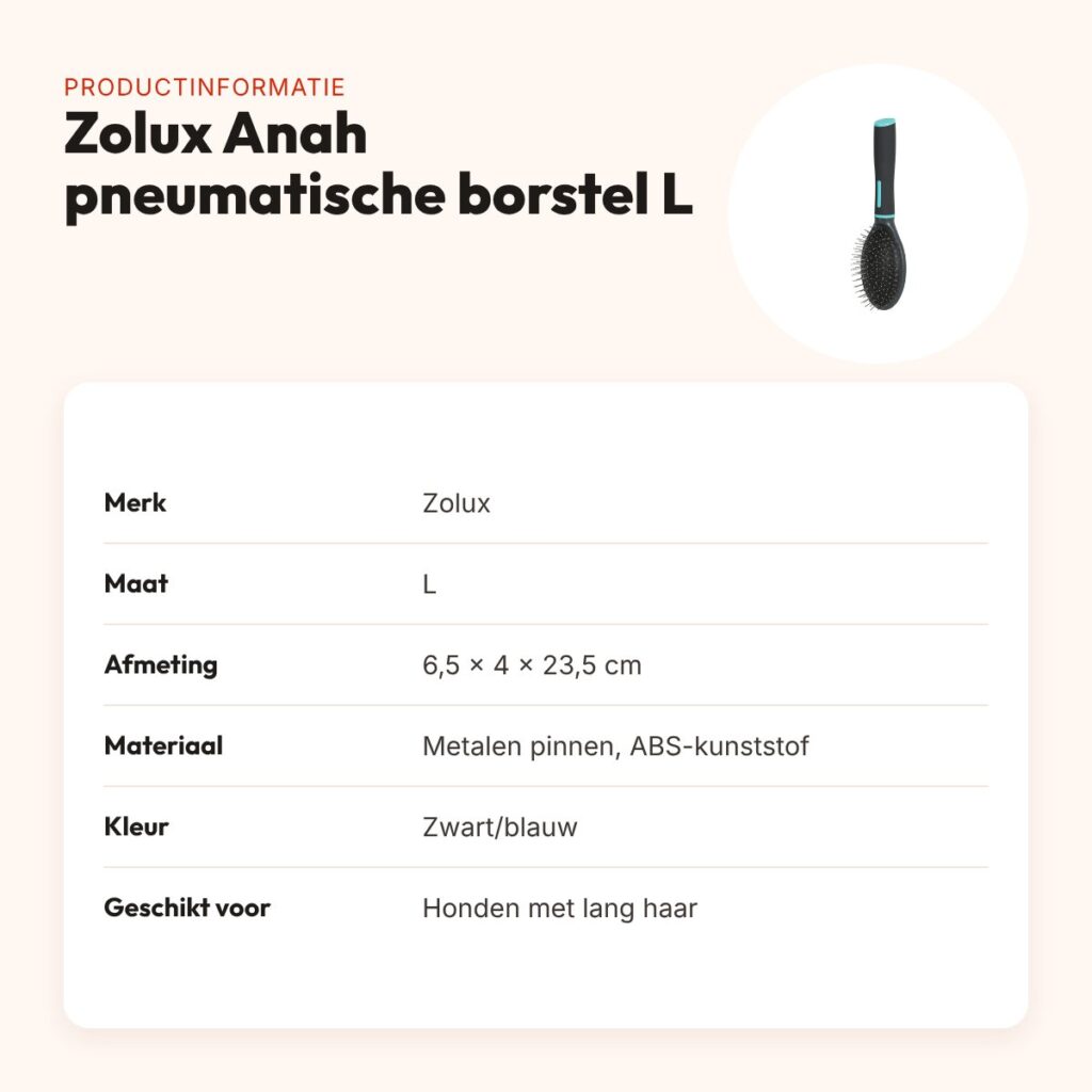 Zolux Anah pneumatische borstel L 6,5 x 4 x 23,5 cm – zwart/blauw – productinformatie