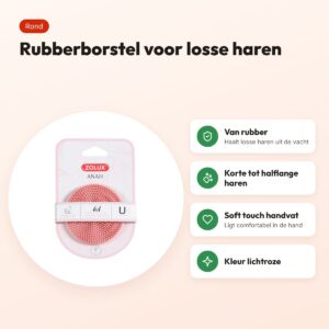 Zolux Anah rubberborstel rond roze 7,5 x 7,5 cm – voordelen