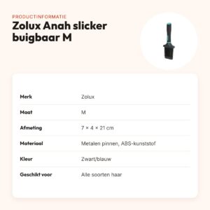 Zolux Anah slickerborstel dubbelzijdig buigbaar M 7 x 4 x 21 cm – productinformatie