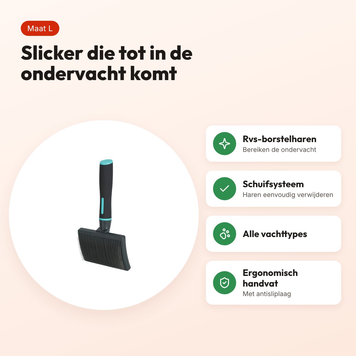 Zolux Anah slickerborstel intrekbaar L 11 x 5 x 21 cm – zwart/blauw – voordelen