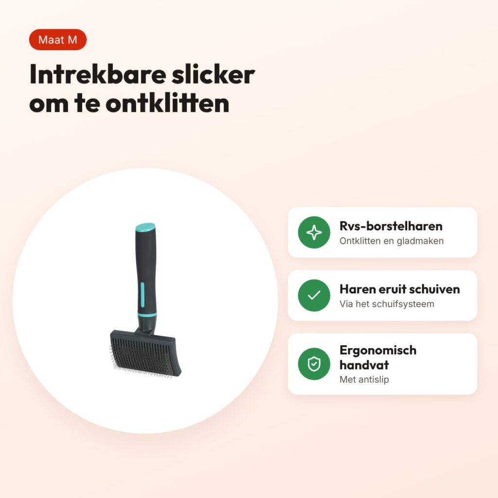 Zolux Anah slickerborstel intrekbaar M 9 x 5 x 19 cm – zwart/blauw – voordelen