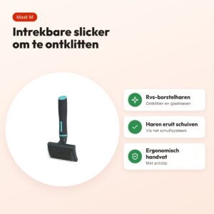 Zolux Anah slickerborstel intrekbaar M 9 x 5 x 19 cm – zwart/blauw – voordelen