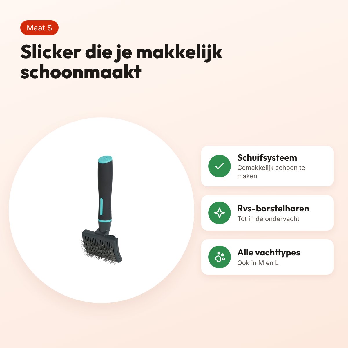 Zolux Anah slickerborstel intrekbaar S 7,5 x 5 x 18,5 cm – zwart/blauw – voordelen