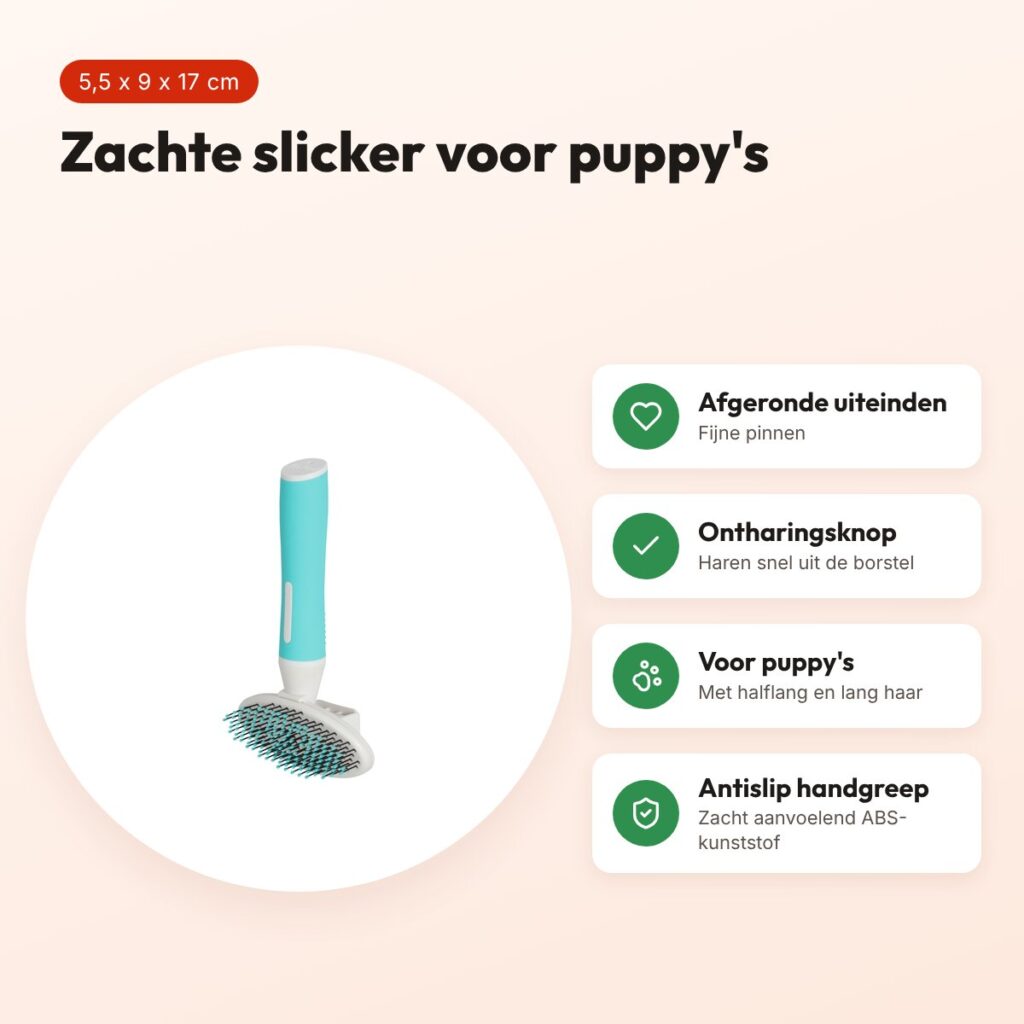 Zolux Anah slickerborstel intrekbaar zacht puppy 5,5 x 9 x 17 cm – voordelen