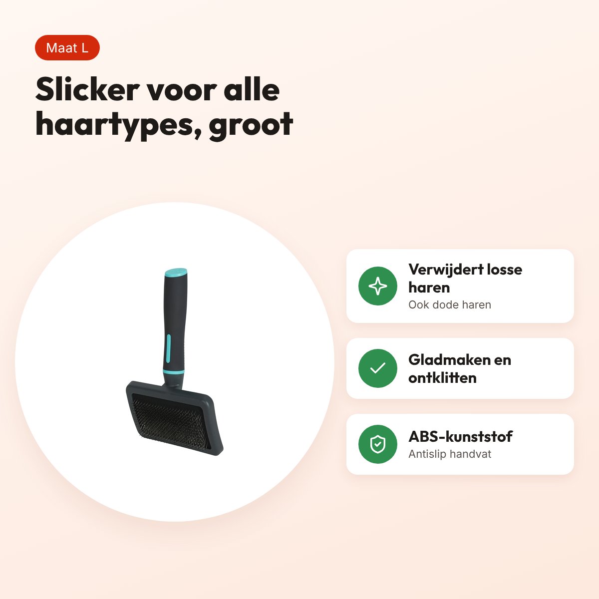 Zolux Anah slickerborstel L 12 x 4 x 21 cm – zwart/blauw, alle haartypes – voordelen