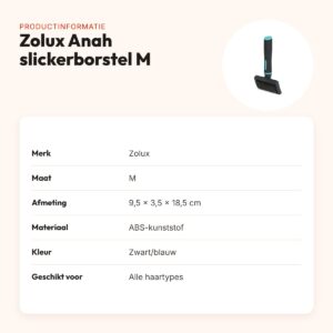 Zolux Anah slickerborstel M 9,5 x 3,5 x 18,5 cm – zwart/blauw – productinformatie