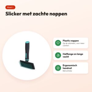 Zolux Anah slickerborstel met noppen zacht L 11 x 4 x 18 cm – zwart/blauw – voordelen