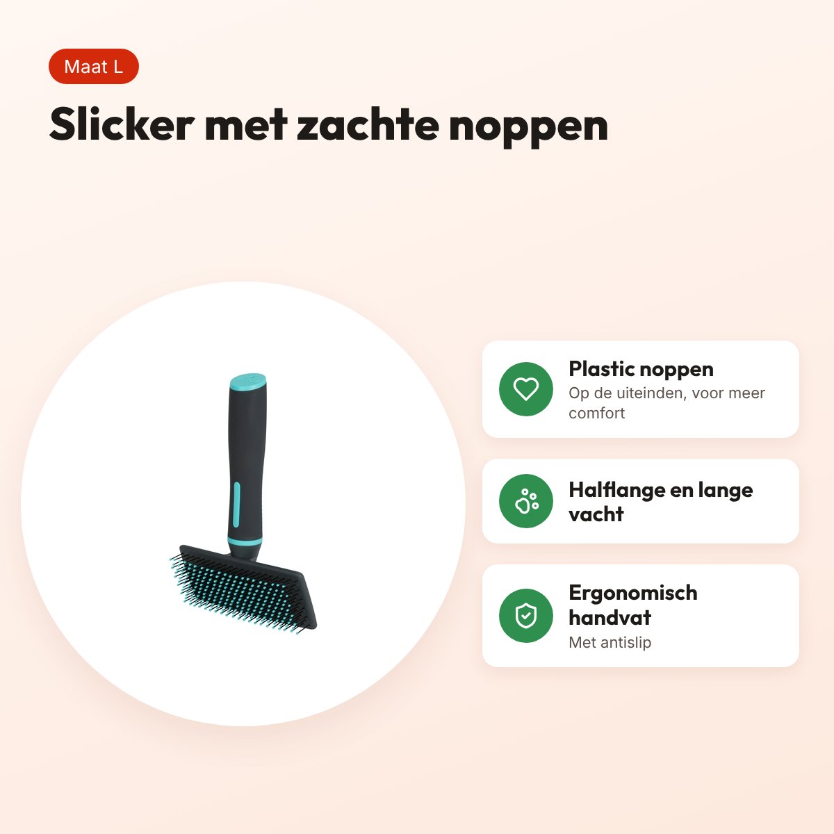 Zolux Anah slickerborstel met noppen zacht L 11 x 4 x 18 cm – zwart/blauw – voordelen