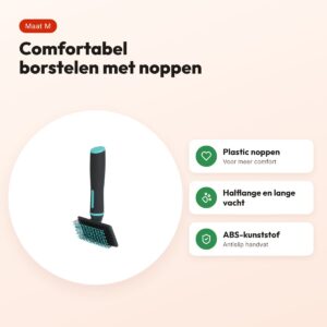 Zolux Anah slickerborstel met noppen zacht M 8 x 4 x 17,5 cm – zwart/blauw – voordelen