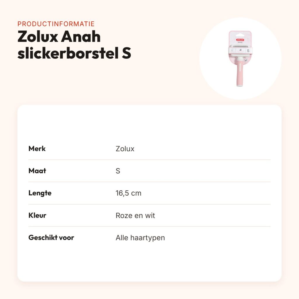 Zolux Anah slickerborstel roze/wit S 16,5 cm – alle haartypen – productinformatie