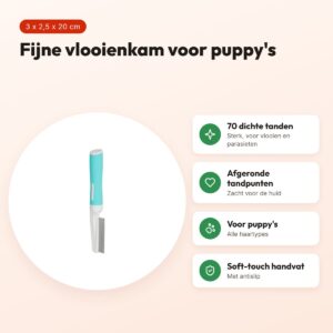 Zolux Anah vlooienkam puppy 3 x 2,5 x 20 cm – alle vachttypes, blauw/wit – voordelen