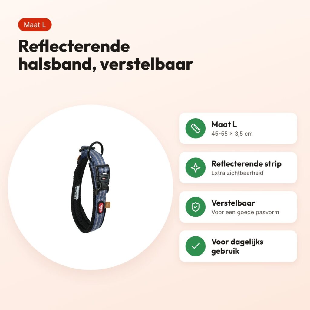 Zolux Bivouak halsband hond blauw L 45-55 x 3,5 cm – reflecterend – voordelen